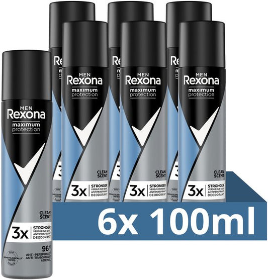 Rexona Men Maximum Protection Anti-transpirant Spray - Clean Scent - met Defence+ Technologie - 6 x 100 ml