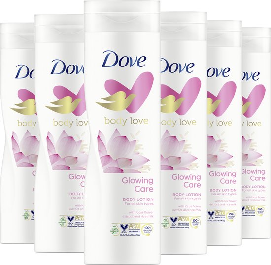 Dove Body Love Bodylotion - Glowing Care - voor een gehydrateerde, zijdezachte en stralende huid - 6 x 250 ml