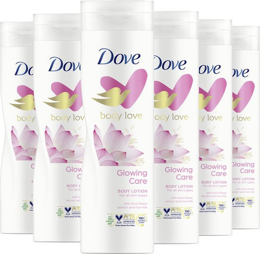 Dove Body Love Bodylotion - Glowing Care - voor een gehydrateerde, zijdezachte en stralende huid - 6 x 250 ml