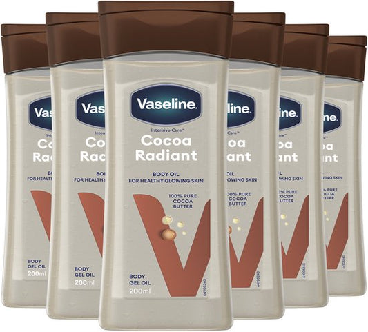 Vaseline Intensive Care Body Gel Oil - Cocoa Radiant - met pure cacaoboter, voedende oliën en microdruppels Vaseline-jelly - 6 x 200 ml