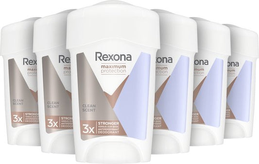 Rexona Women Maximum Protection Anti-Transpirant Deodorant Stick - Clean Scent - 6 x 45 ml - Voordeelverpakking