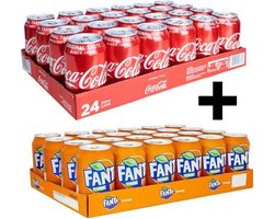 Coca Cola Blikjes 24 x 33cl + Fanta Blikjes 24 x 33cl - 48 blikjes totaal