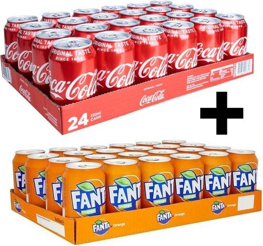 Coca Cola Blikjes 24 x 33cl + Fanta Blikjes 24 x 33cl - 48 blikjes totaal