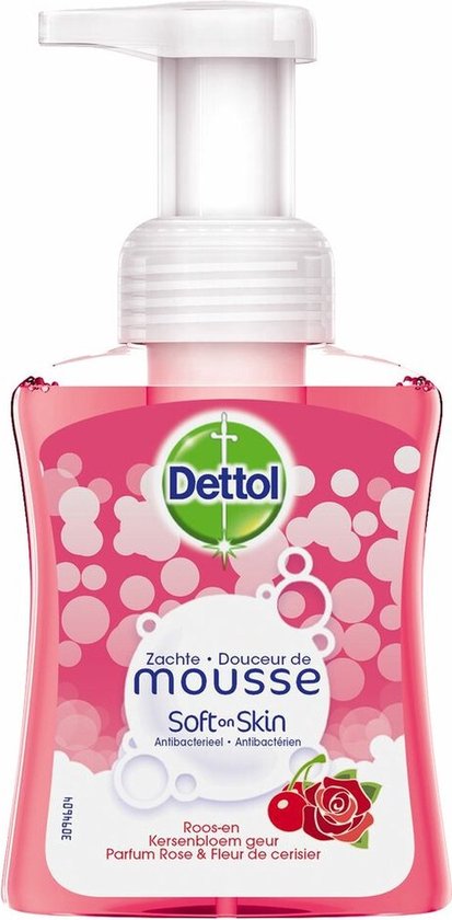 Dettol Handzeep Zachte Mousse Roos- en Kersenbloesem - 3 x 250 ml - Grootverpakking