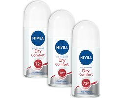 NIVEA Dry Comfort Deodorant Roller - 3 x 50 ml - Voordeelverpakking