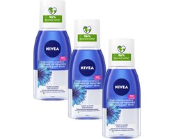 NIVEA Double Effect Oogmake-up Remover - Oogmake-up remover - Reinigt en verzorgt - Met korenbloem en biotine - 3 x 125 ml