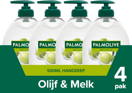 Palmolive Naturals Olijf & Melk Handzeep - 4 x 500ml - Milde Handzeep - Voordeelverpakking