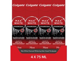 Colgate Max White Charcoal Whitening Tandpasta - 4 x 75 ml - Voor Witte Tanden - Voordeelverpakking