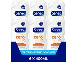Sanex Zero% Droge Huid Douchegel - 6 x 400ml - Voor Droge Huid - Voordeelverpakking