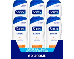 Sanex Expert Skin Health Sensitive Douchegel - 6 x 400ml - Voor Gevoelige Huid - Voordeelverpakking