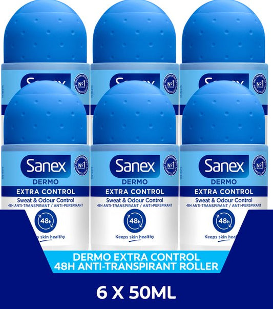 Sanex Dermo Extra Control 48h Anti-transpirant Roller - Voordeelverpakking - 6 x 50ml