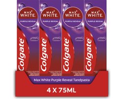 Colgate Max White Purple tandpasta - Voor direct wittere tanden - 4 x 75ml - Voordeelverpakking