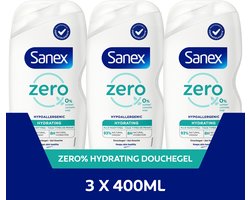 Sanex Zero% Hypoallergenic Hydrating Douchegel - 3 x 400ml - Voordeelverpakking