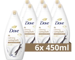 Dove Calming Caring Bath Badcrème - Sheaboter & Vanille - verrijkt met 1/4 hydraterende crème - 6 x 450 ml