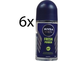NIVEA Men Fresh Power Mannen Rollerdeodorant - 6 x 50 ml voordeelverpakking