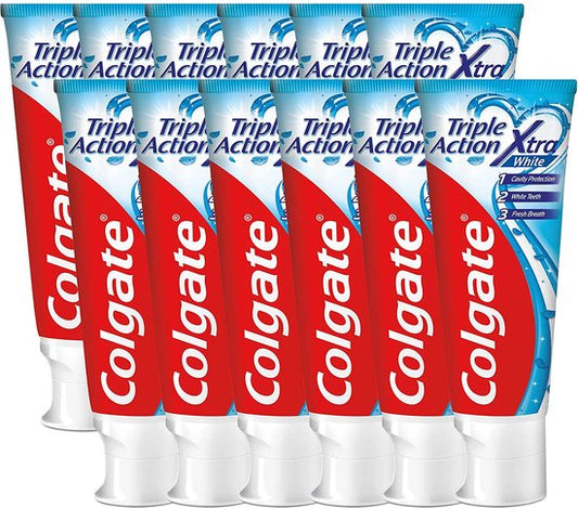Colgate Tandpasta Triple Action Xtra White - 12 x 75 ml - Voordeelverpakking