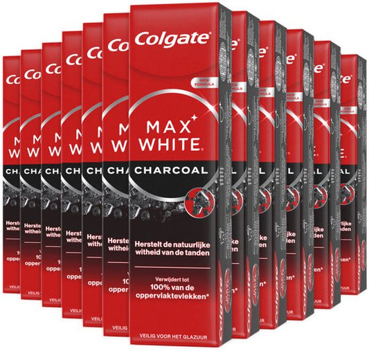 Colgate Tandpasta Max White Active Charcoal - 12 x 75 ml - Voordeelverpakking