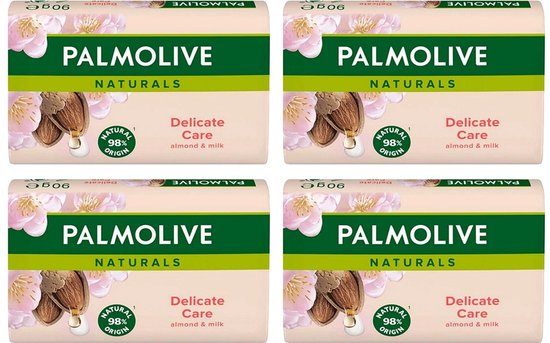 Palmolive – Naturals – Delicate Care – Almond & Milk – Zeepbar – 4x 90g - Voordeelverpakking