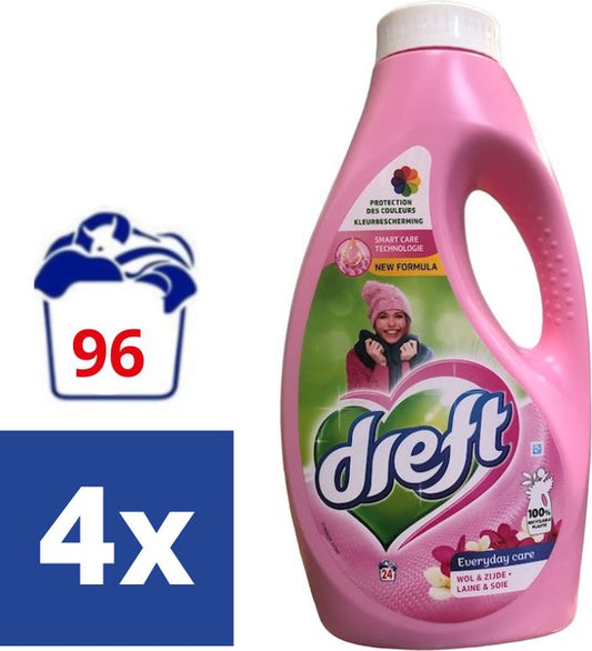 Dreft Vloeibaar Wasmiddel Everyday Care Wol & Zijde - 4 x 24WB (96 wasbeurten)
