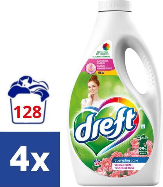 Dreft Vloeibaar Wasmiddel Vleugje Rose - 4 x 1.6 l (128 wasbeurten)