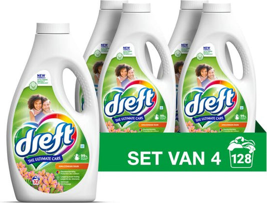 Dreft Vloeibaar Wasmiddel Amazone Regen 4 x 32 Wasbeurten 1,6 liter