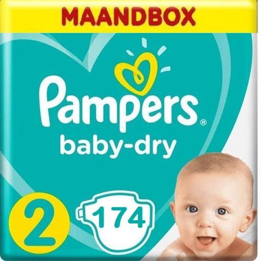 Pampers Baby Dry Maat 2 - 174 Luiers Maandbox