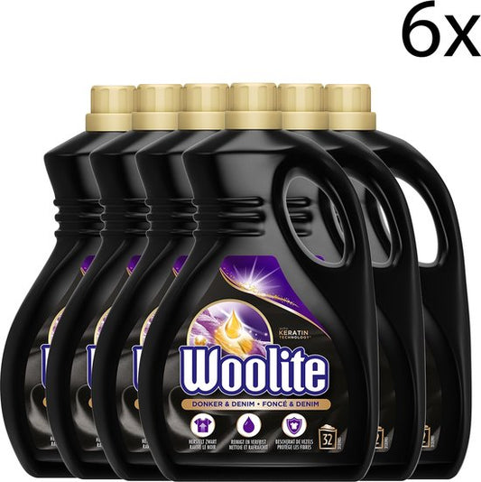 Woolite Zwart, Donker & Denim Wasmiddel met Keratine - 1,9 L x6