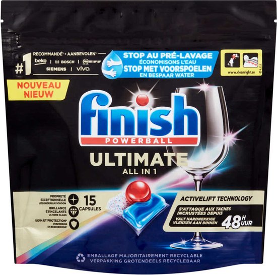 Finish Powerball - Ultimate All in 1 - Vaatwastabletten - Activelift - 15 Capsules