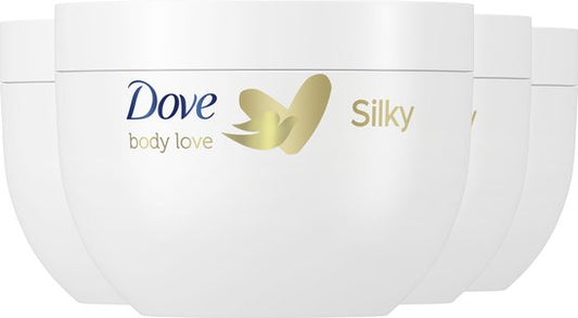 Dove Body Love Pampering Bodycrème - Silky - verwennende vochtinbrengende crème voor een zijdezachte huid - 4 x 300 ml