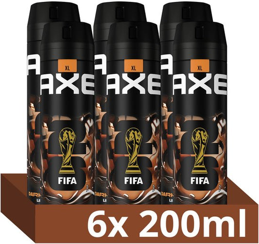 AXE Deodorant Bodyspray - Dark Temptation FIFA Limited Edition XL - met de onweerstaanbare geur van chocolade en tonka - 6 x 200 ml