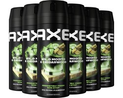AXE Deodorant Bodyspray - Wild Mojito & Cedarwood - 6 x 150 ml - Voordeelverpakking