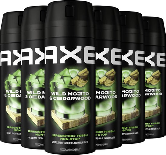 AXE Deodorant Bodyspray - Wild Mojito & Cedarwood - 6 x 150 ml - Voordeelverpakking