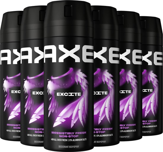 AXE Deodorant Bodyspray - Excite - 6 x 150 ml - Voordeelverpakking
