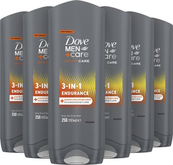 Dove Men+Care Sport Care Endurance 3-in-1 Douchegel - 6 x 250 ml - Voordeelverpakking