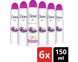 Dove Go Fresh Acai Berry & Waterlily Deodorant Spray Antitranspirant - 6 x 150 ml - Voordeelverpakking