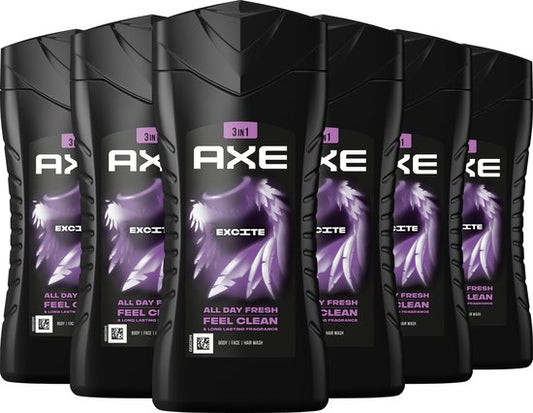 AXE 3-in-1 Douchegel - Excite - 6 x 250 ml - Voordeelverpakking