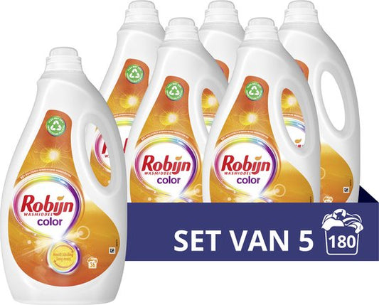 Robijn Vloeibaar Wasmiddel - Color - met 90% biologisch afbreekbare ingrediënten - 5 x 36 wasbeurten