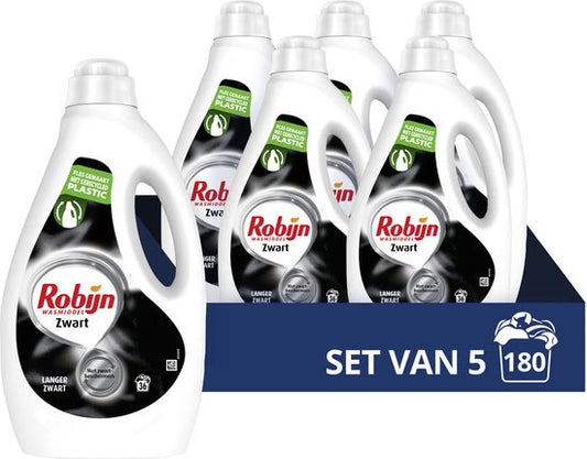 Robijn Black Vloeibaar Wasmiddel - 5 x 36 wasbeurten - Voordeelverpakking