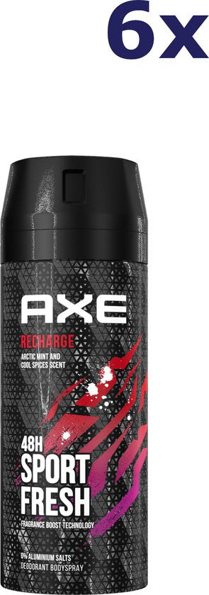 6x Axe Deodorant Bodyspray Sport Recharge 150 ml