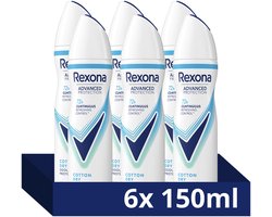 Rexona Women Advanced Protection Anti-Transpirant Spray - Cotton Dry - met Continuous Refreshing Control Technologie - 6 x 150 ml