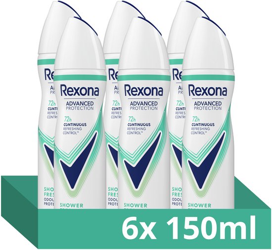 Rexona Women Advanced Protection Anti-Transpirant Spray - Shower Fresh - met Continuous Refreshing Control Technologie - 6 x 150 ml