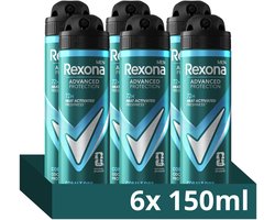 Rexona Men Advanced Protection Anti-Transpirant Spray - Cobalt Dry - met Heat Activated Freshness Technologie - 6 x 150 ml