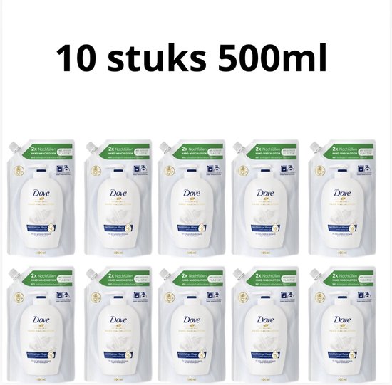 Dove - Handzeep - Navulling 10 x 500 ml - Voordeelverpakking - Verzachtende en Hydraterende Handzeep
