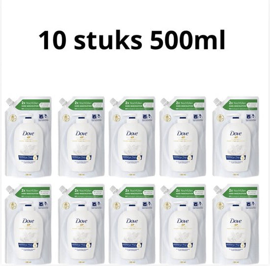 Dove - Handzeep - Navulling 10 x 500 ml - Voordeelverpakking - Verzachtende en Hydraterende Handzeep