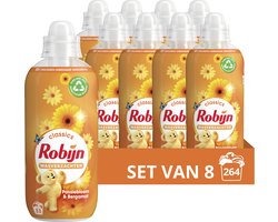 Robijn Classics Wasverzachter - Passiebloem & Bergamot - bevat 95% biologisch afbreekbare ingrediënten - 8 x 33 wasbeurten