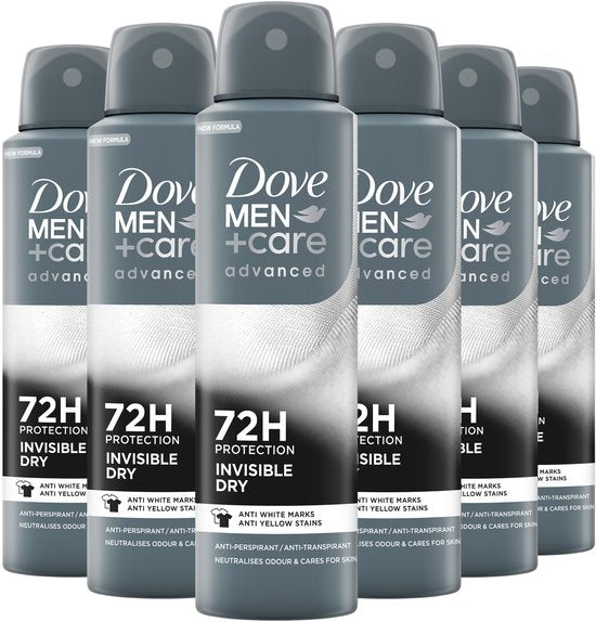 Dove Men+Care Advanced Anti-Transpirant Deodorant Spray - Invisible Dry - neutraliseert geurtjes en verzorgt je huid - 6 x 150 ml