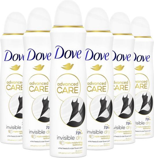Dove Advanced Care Anti-Transpirant Deodorant Spray - Invisible Dry - met een heerlijke geur en verbeterde formule met Triple Moisturising technologie - 6 x 150 ml