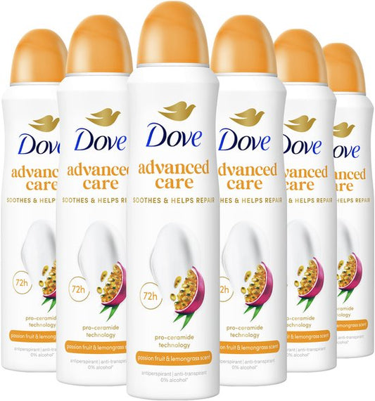 Dove Advanced Care Anti-transpirant Deodorant Spray - Passion Fruit & Lemongrass - bevat Pro-Ceramide technologie die de huid kalmeert en helpt herstellen - 6 x 150 ml