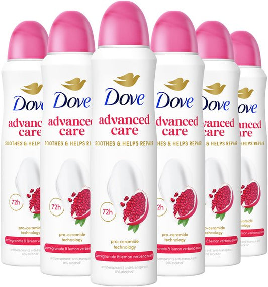 Dove Advanced Care Anti-Transpirant Deodorant Spray - Pomegranate & Lemon Verbena - bevat Pro-Ceramide technologie die de huid kalmeert en helpt herstellen - 6 x 150 ml
