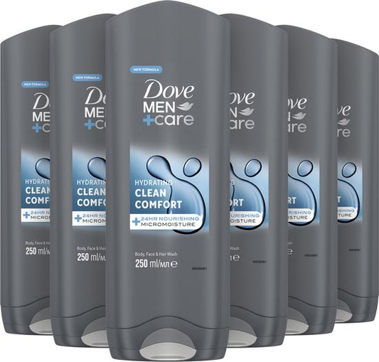 Dove Men+Care Clean Comfort 3-in-1 Douchegel - 6 x 250 ml - Voordeelverpakking